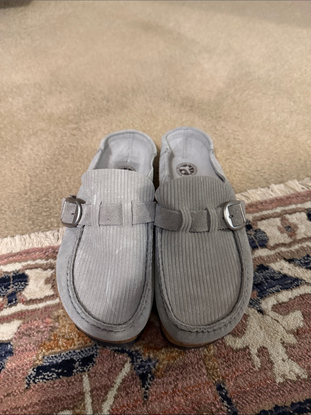 Birkenstock Light Gray Corduroy Clogs